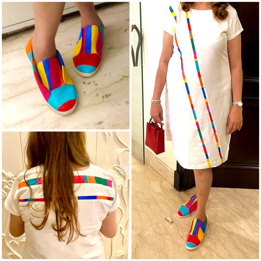 Absrtract Dress with Shoes Combo
